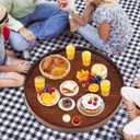 Extra Large Round Solid Wood Serving Tray, Classic Tea Coffee Table Wooden Decorative Ottoman Tray Server for Breakfast in Bed Snack Food Kitchen Party Bar, Raised Edge (27.6inch/70cm) Walnut