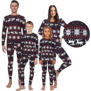 Rocky Christmas Reindeer Thermal Underwear - Pajamas Sets For Full Family (Men, Women, Boys & Girls) Matching Merry Xmas PJs (Small)