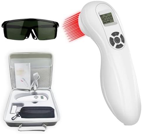 Ustomp Powerful Cold Red Light Device for Body, Near Infrared Light for Joint Muscle with LED Display- Multi-Speed Regulation with Pulse Function(650nm+808nm)-White