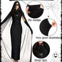 SKEFOLI Halloween Costume Women's Ghost Costume Black Ghost Bride Sexy Scary Queen Costume Halloween Cape Women Vampire
