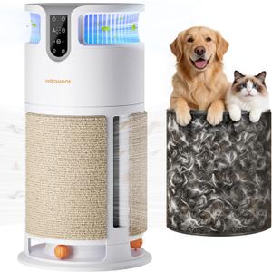 Meowant Pet Air Purifier for Home Large Room Up to 3900 Ft², U-Shape 360° Air Intake, H13 HEPA Filter Reduce Pet Hair Dander Odors Dust, Air Cleaner with Washable Pre-Filter, PM2.5 Monitor, Auto Mode