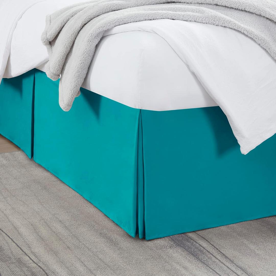 Nestl Teal Bed Skirt Queen Size - Queen Bed Skirt 14 Inch Drop - Brushed Microfiber Bed Skirts - Hotel Quality Pleated Bed Skirt - Shrinkage & Fade Resistant