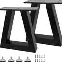 8 Inch Trapezoid Metal Table Legs Black, DIY Furniture Feets for Bench, Coffee Table, Stool Cabinet Legs, Including Screws and Adjustable Feet Pads, 8 Inch x 7.9 Inch
