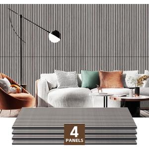 4 Pack Wood Panels for Wall, 47.2"23.6" Wood Slat Acoustic Panels for Wall, Soundproof Panels, 3D Fluted Panels for Interior Decor (Grey)