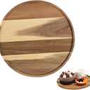 Wooden Circle Tray Round Decorative Serving Tray Rotating Base Large Size Kitchen Counter Organizer Versatile Decor for Home
