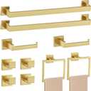 10-Piece Brushed Gold Bathroom Hardware Set Gold Towel Bar Set,Towel Holder/Rack for Bathroom,Stainless Steel Wall-Mounted 23.6 Inch Bathroom Accessories Set
