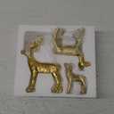 Lulu Home 3 PCS Christmas Tabletop Decorations, Resin Golden Reindeer Family Figurines with Diverse Postures, Xmas Holiday Winter Centerpieces Ornaments for Mantel Shelf Sill Decor(Family)