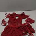 Stocking Underwire Push Up Rhinestones Heart Floral Lace Mesh Sheer Garter Bodysuit Skirt Lingerie Set 3 Piece No Size