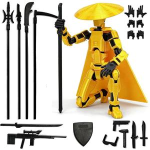 T13 Already Assembled Action Figure Accessories,T13 Multi-Jointed Movable 3D Printed Toys (Yellow-)