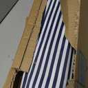PHI VILLA 7ft Beach Umbrella with Fringe & Sand Anchor, Outdoor Patio Heavy Duty Windproof Portable Tassel Umbrellas for Sand with Push Button Tilt & Carrying Bag, UPF 50+, Stripe Blue & White