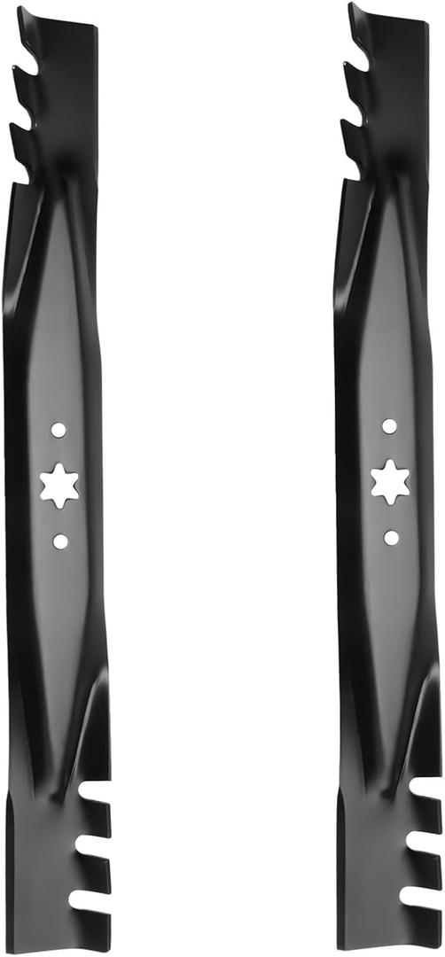 42 Inch Toothed Mulching Mower Blades for Cub Cadet MTD Troy Bilt 942-04308 942-04308-X 942-04126 742-04126 942-04308-X LTX1040 LTX1042KW T105 T130 42" Deck Lawn Mower (6 Point Star), Black