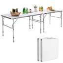 2 PCS Folding Tables 8FT Height Adjustable Aluminum Picnic Table w/ Carrying Handle set of 2