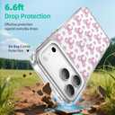 pcgaga Aesthetic Phone Case for iPhone 17 Pro Max 6.9" with Embossed Patterned Hard Clear Back Cover,Slim TPU Bumper,Camera Frame -360°Shockproof Full Protection, Pink Bow