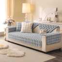 Soft Plush Faux Fur Couch Cover, Thick Warm Fuzzy Sectional Sofa Covers for 3 Cushion Couch Sofa Non Slip Slipcover, Furniture Protector Covers for Pets(1 PCS 36"x94" Light Grey)