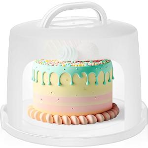 Baderke 10 Inch Round Cake Carrier and Handle  Two Sided Cake Holder & Box for Transport, Pie, Cupcake(White), Not Lid