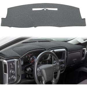 Dash Cover Custom Fit for 2014-2018 Chevy Chevrolet Silverado/GMC Sierra 1500,2015-2019 Chevy Silverado/GMC Sierra 2500HD 3500HD,Dashboard Pad Carpet no Forward Collision Alert(14-18, Dark Gray) Y32