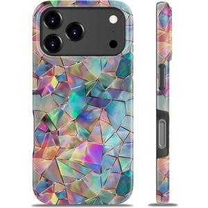 MERRO for iPhone 17 Pro Case - Wireless Charging Compatible - Dual-Layer Hard Shell & Silicone Cover - Protective Phone Case with Cute Wildflower Designs for Women - Prismatic Mosaic