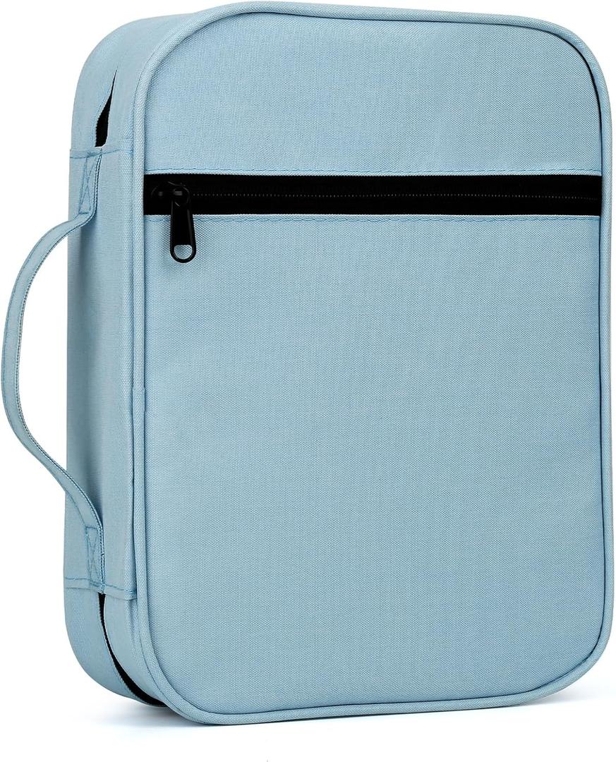 GERMUN Bible Cover with Durable Handle, Carrying Book Case Church Bag Bible, Protective with Zippered Pocket, Bible Study Accessories Supplies, Book Protector for Book Lovers, BlueBlack