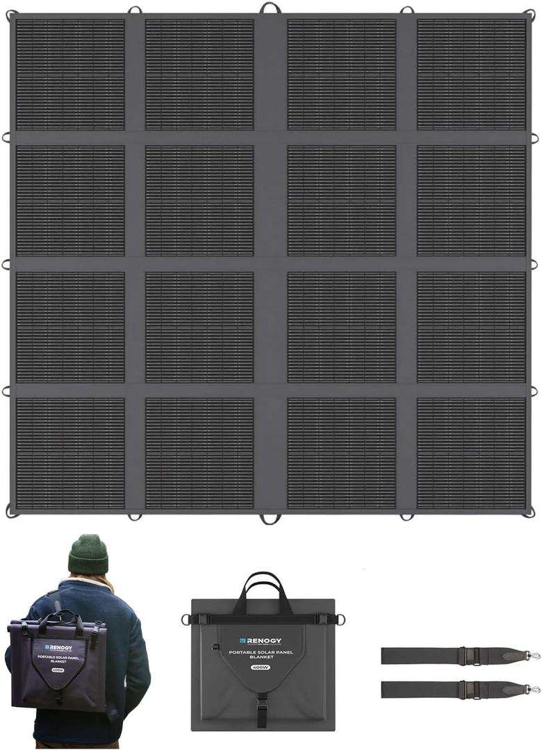 Renogy 400W Portable Solar Panel for Power Stations, 25% High Efficiency
N-Type 400 Watt Solar Panel Blanket, Backpack-Size Foldable Design Use Less Space, for Camping, RV, Pickup, And Marine