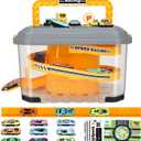 Toy Car Track Storage Playset - Toddler Toys for Ages 2-4, Car Track Set Including 12 Diecast Cars, PlayMat, Race Tracks, Car Ramp, Kids Birthday Gift for 2 3 4 5 Year Old Boys