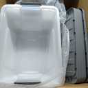 Amazon Basics Plastic Storage Containers with Secure Latching Lids, Stackable Organization Bins, Clear/Grey, 32 Quart, Set of 6