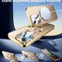 2 x for iPhone 16 Pro Max Case Compatible with Magsafe Accessories,Stash Stand 9H Lens Protection,Slim Phone Case Military-Grade Shock Anti Yellowing Transparent Case 6.9"-Gold
