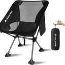 Camping Chairs,Portable Camping Chair for Adults with Headrest,Lawn Chairs Beach Chair with Anti-Sinking Feet Folding Backpacking Chair,Compact Foldable Travel Chair for Camp Backpack (Short Back)