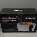 Mueller UltraToast Full Stainless Steel Toaster 4 Slice, Long Extra-Wide Slots for Bagels and Waffles, 6 Browning Levels, LED Display, Cancel/Defrost/Reheat Functions & Removable Tray, Kitchen Gadgets