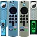 [2 Pack] TV Stick 3rd Gen Remote Cover with tag Holder,Glow in Dark,TV Stick 4k Max Remote Case Compatible for Tile Sticker,Glow Blue and Glow Green