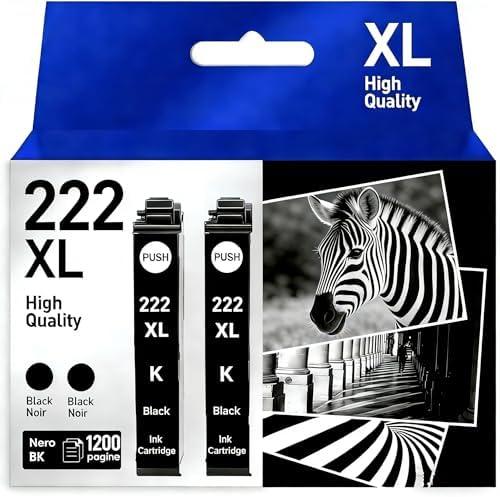 VKBGKJ for 222XL 222 Black Ink Cartridges Remanufactured Replacement for 222 XL 222XL T222 T222XL Ink Cartridges Combo Pack Works with Expression XP-5200 and Workforce WF-2960 Printers