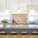 Emak Modern Pendant Lights Kitchen Island, 8 Inch Gold Pendant Light with Milk Glass Shade, Hanging Light Fixture for Kitchen Island, Dining Room, Bathroom, Bedroom, PL122-GD-ML