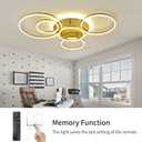 Modern LED Ceiling Light Gold Dimmable 5 Rings Flush Mount Ceiling Light Fixtures with Remote Control 106W 10000LM Ceiling Lighting for Living Room Bedroom Kitchen Dining Room 3000-6000K