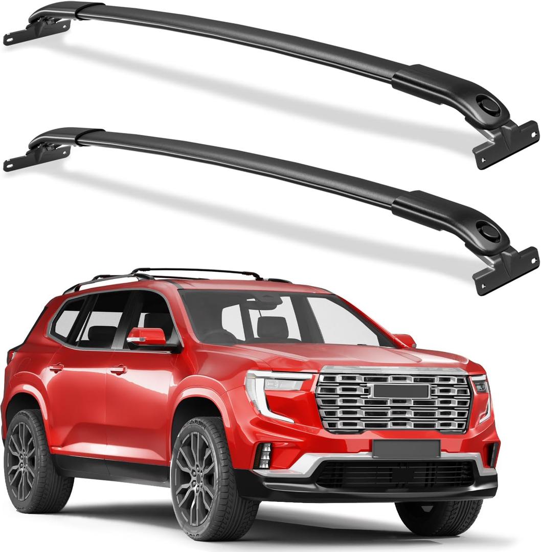 Wonderdriver 220lbs Roof Rack Cross Bars Compatible with GMC Acadia 2024 2025 2026 (with Side Roof Rails), Heavy Duty All-Metal Aluminum Roof Rails Crossbars Cargo Canoe Black