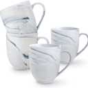 Stone Lain Brighton Porcelain Dish Set, 4 Mugs, Gray