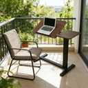 KEIKI Height Adjustable Rolling Laptop Desk, Portable Mobile Standing Workstation with Tiltable Top for Home Office Classroom, Walnut