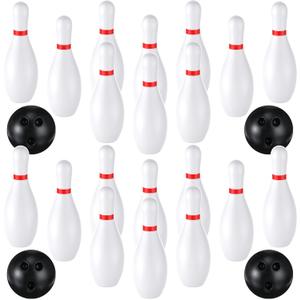 RoundFunny 2 Pack 7.1 Inch Bowling Set, Indoor Outdoor Portable Lawn Game Include 20 Bowling Pins and 4 Plastic Ball for Boys Girls Educational Birthday Gift Party School Toy