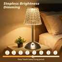 Cordless Table Lamp, Rechargeable 2000mAh Battery Lamp with Touch Control & Stepless Dimming, Portable Vintage LED Lamp for Bedroom, Kitchen, Nightstand, Home Decor (Silvery)