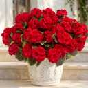 lovemoon 8 Pcs Artificial Geranium Plant Realistic Silk Flowers for Outside UV Resistant Faux Geraniums Flowers for Indoor Outdoor Home Garden Office Decoration (8, Red)