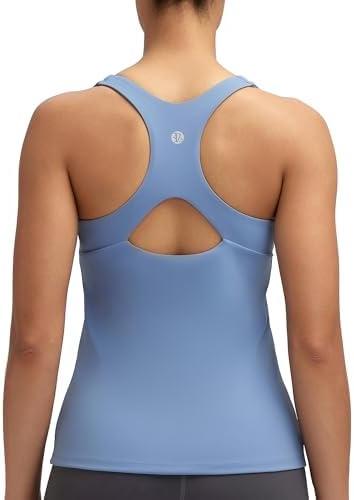 RUNNING GIRL Tank top with Built in Bra for Women,Compression Shirts Crisscross Back Workout Yoga Tops, M