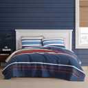Nautica - Twin Quilt Set, Reversible Cotton Bedding with Matching Sham, Bold & Colorful Home Decor for All Seasons (Bradford Navy Blue, Twin) (King)