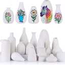 Paintable Vase Set of 16 White Small Bud Vases for Flowers, Clay Vase Bulk for Wedding Decorations Pampas Grass Centerpieces, Boho Mini Ceramic Vases for DIY Painting Home Dining Table Decor