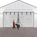 Privacy Garage Door Screen Blackout for 1 Car Garage-9x7FT Privacy Silver Grey Heavy Duty Magnetic Garage Screen, Hands Free, Magnetic Privacy Garage Screen Door