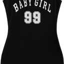 SOLY HUX Womens Bodycon Mini Dress Sleeveless Tank Dresses Jersey 90s Outfits 2000s Clothing (Medium, Black Letter Graphic)