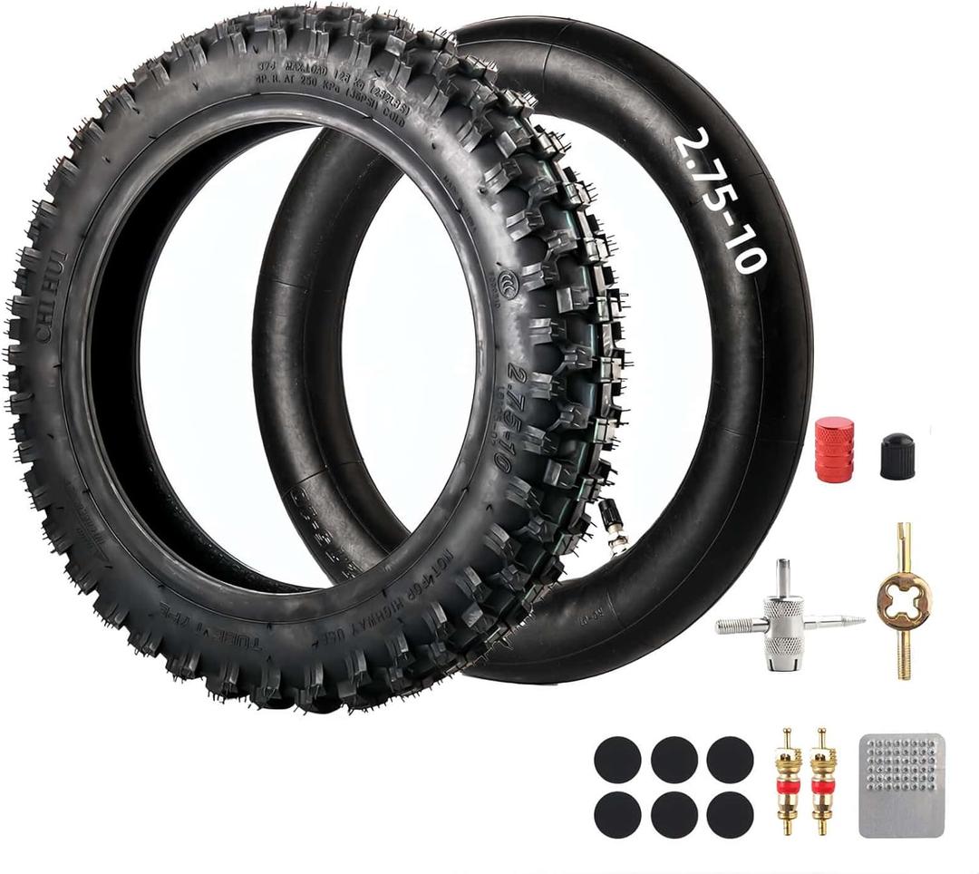 2.75-10Tire and Inner Tube Set Compatible with 10-Inch Rim Dirt Pit Bike Honda CRF50/XR50, Suzuki DRZ70/JR50, and Yamaha PW50 Off-Road Dirt Bike Tire (2.75-10")