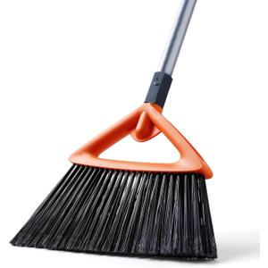 CLEANHOME Outdoor Brooms for Sweeping Patio, Commercial Grade Heavy Duty Broom with Stiff Bristle for Sweeping Garage,Deck,Kitchen,Straw, Outside Broom for Cleaning Pet Hair,Weeds,Leaves,Grey