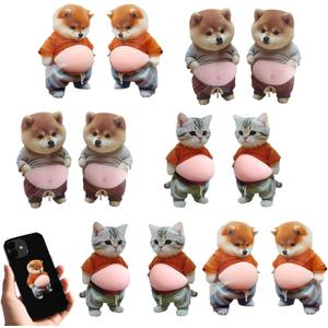 Super Soft Silicone Anti-Collision Sticker - 3D Animal Big Belly Stickers for Doors, Windows, and Home Decor (Shiba Inu, Kitten, Puppy) -6 Pairs