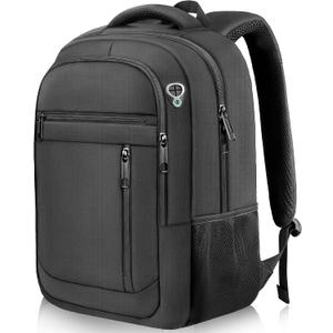 Travel Backpack for Men, Lightweight 40L Business Laptop Backpack with 17.3 Inch Laptop Compartment, Daypack for Flight, Durable Water Resistant Bookbag, Hiking, Work Backpack, Black