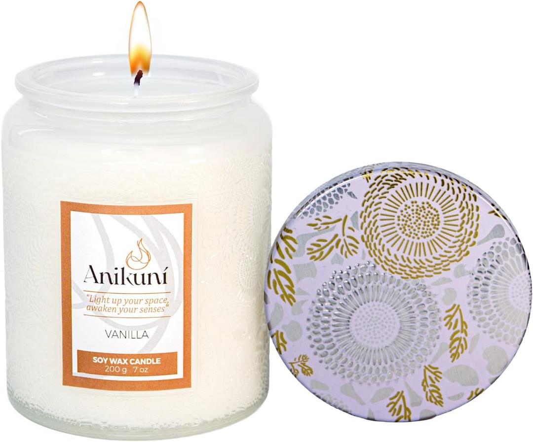Soy Wax Candle with Vanilla Scent, 7oz, Natural Essence, Long Lasting, Reusable Glass Jar, Eco-Friendly Home Decor, Relaxing Gift for Home Spa, Vanilla Aromatherapy Candle