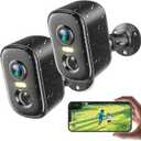 2K Security Cameras Wireless Outdoor, 2 Pack Battery Powered WiFi Cameras for Home Security with AI Motion Detection, Spotlight Color Night Vision, 2-Way Talk, Siren Alarm, IP65, Cloud/SD Storage