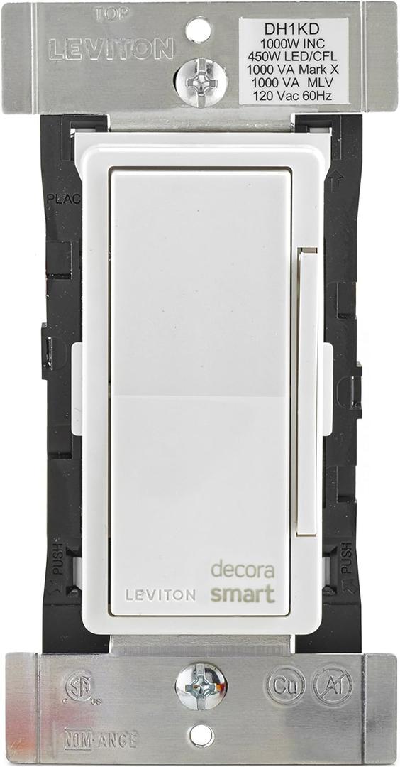 Leviton 1000W Decora Smart with HomeKit Technology Dimmer, No Hub Required, 1-Pack, DH1KD-1BZ